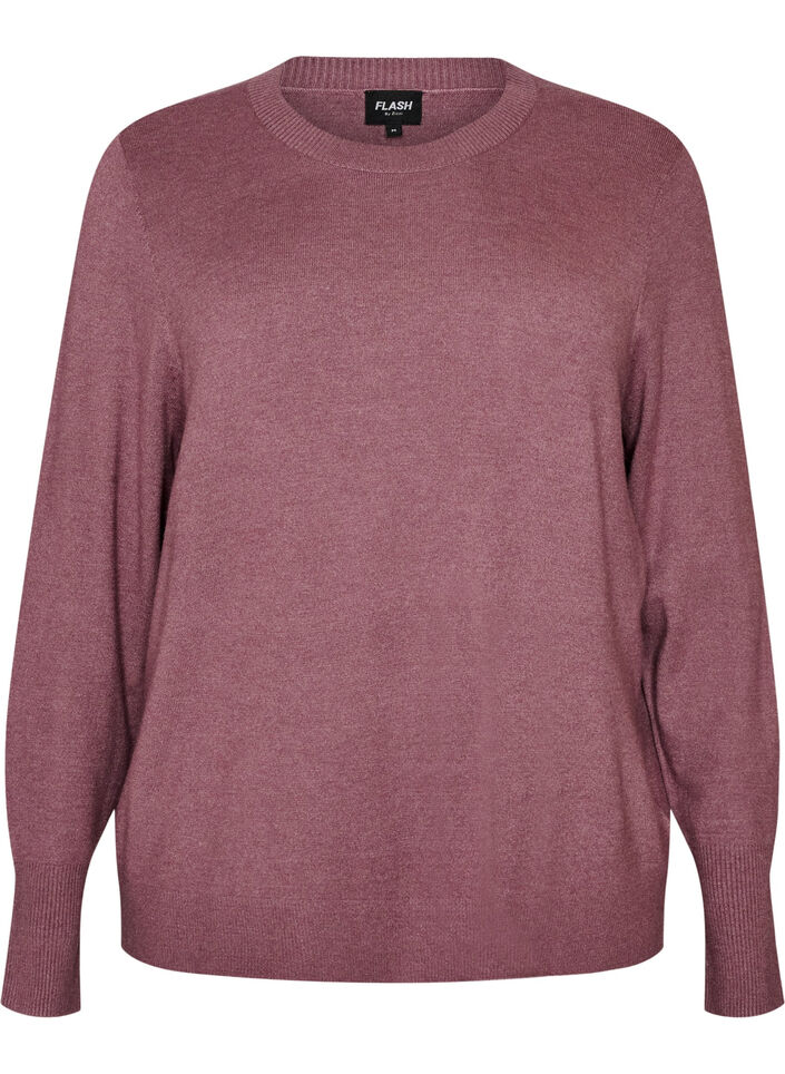Gebreide blouse met ronde hals, Roze, Packshot image number 0