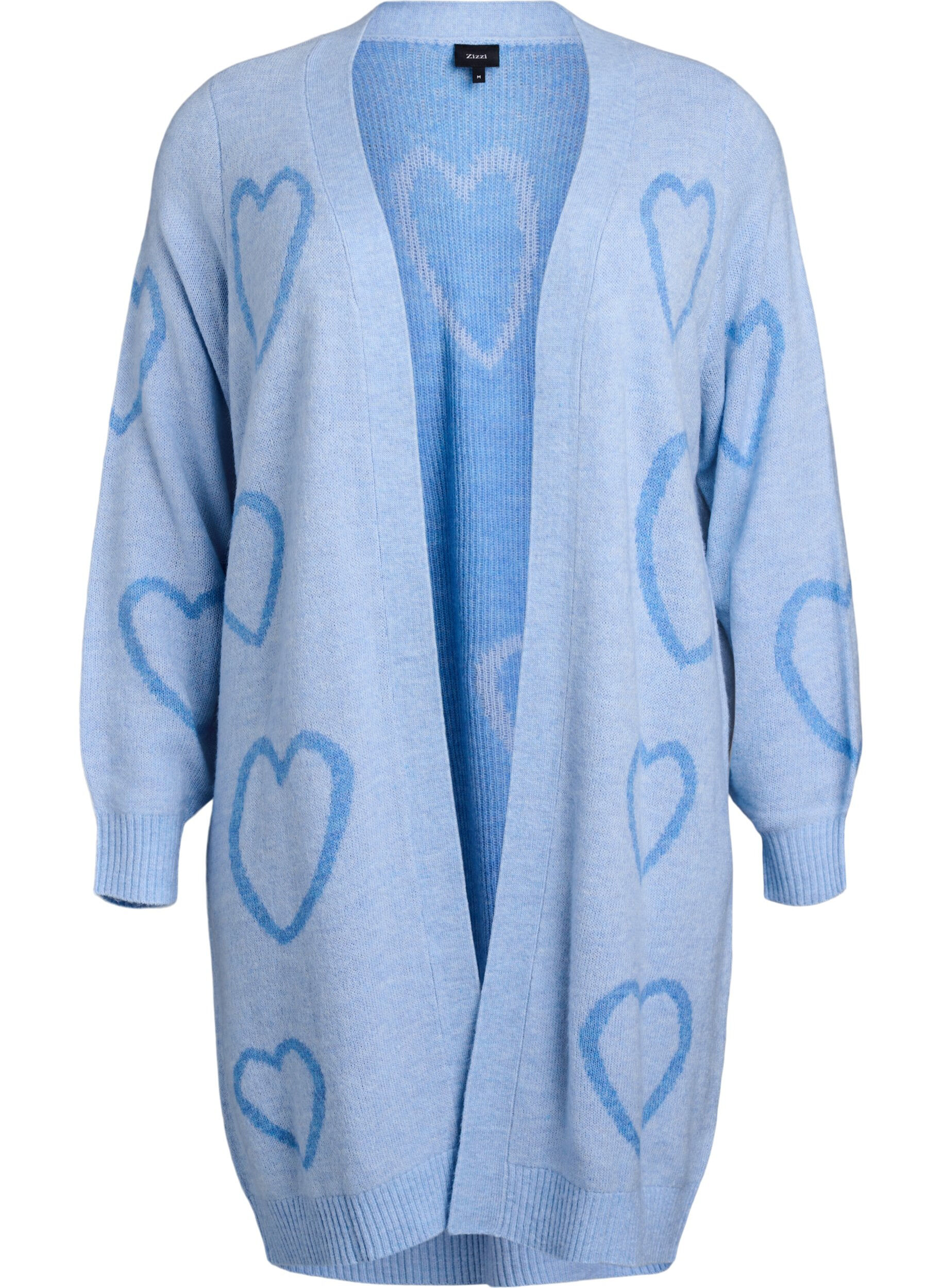 Lange cardigan met ton-sur-ton harten