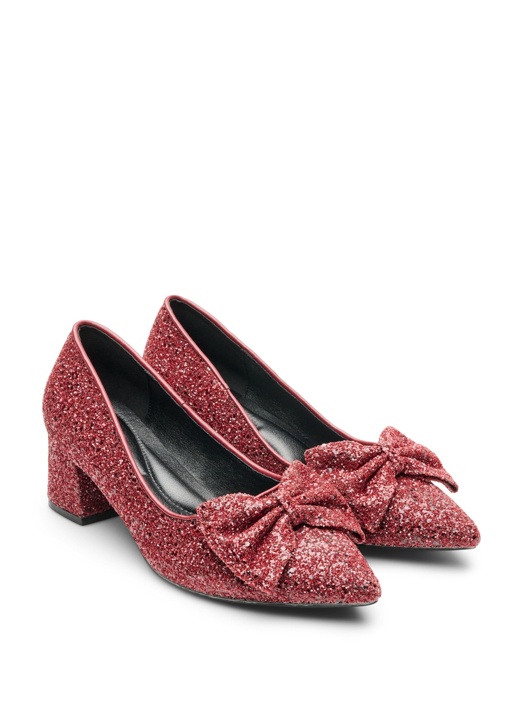 ZizziGlitter pump met strikje, Rood, Packshot image number 1