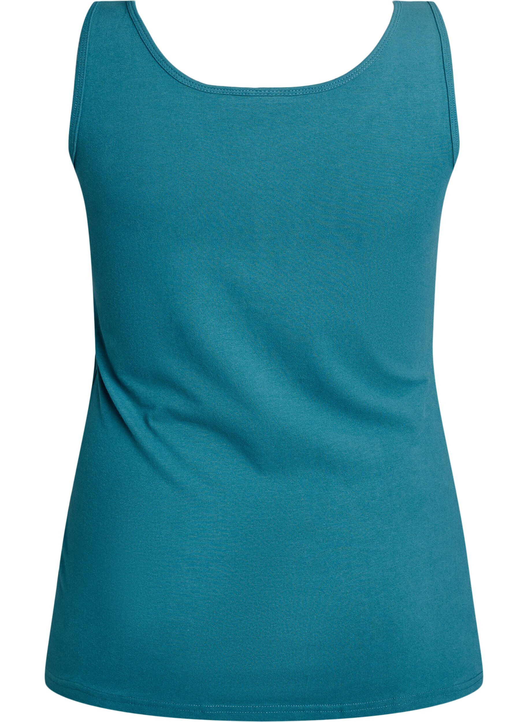 ZizziEffen gekleurd basic top in katoen, Groen, Packshot image number 1