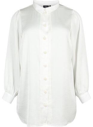 Chemise longue avec boutons en perles, Bright White, Packshot image number 0