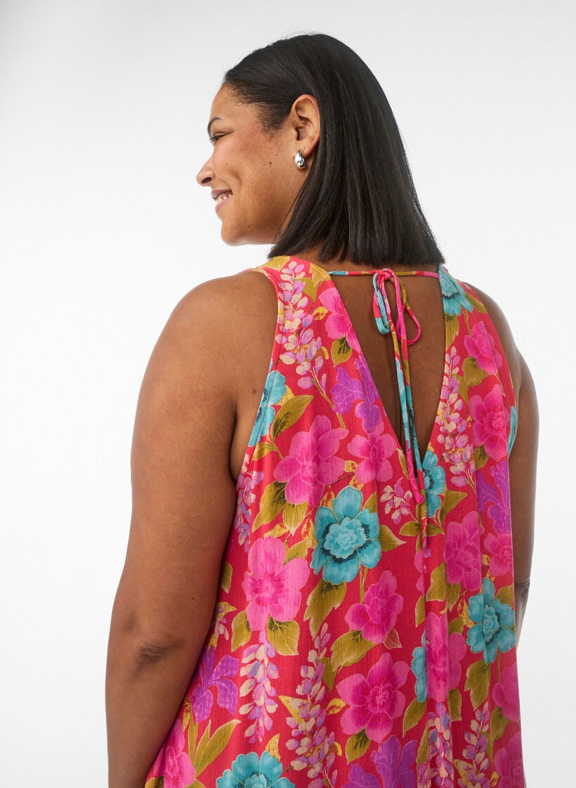 A-lijn maxi-jurk zonder mouwen met een V-hals, Rood, Model image number 2