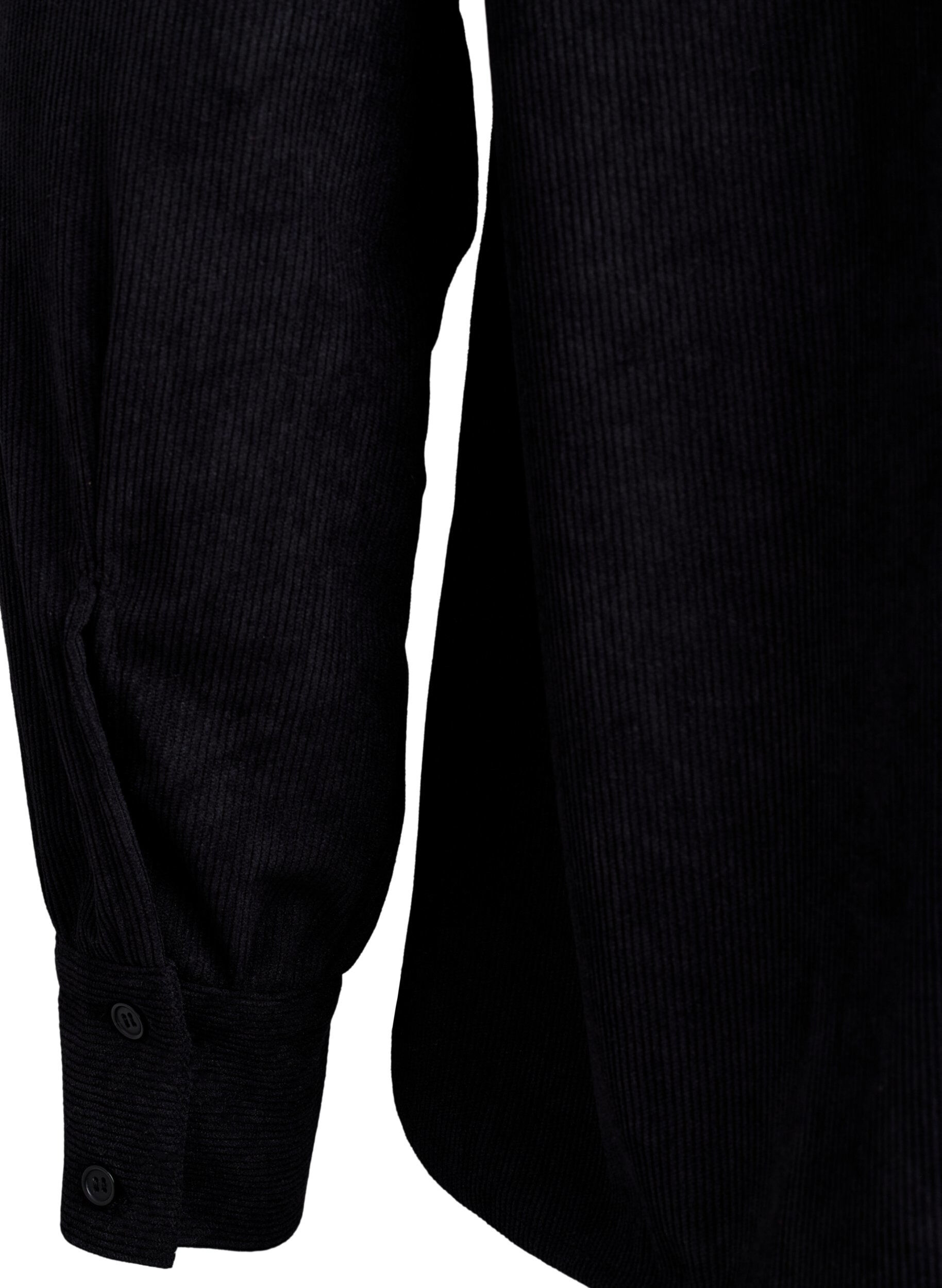 ZizziOverhemdblouse met lange mouwen in corduroy, Zwart, Packshot image number 3