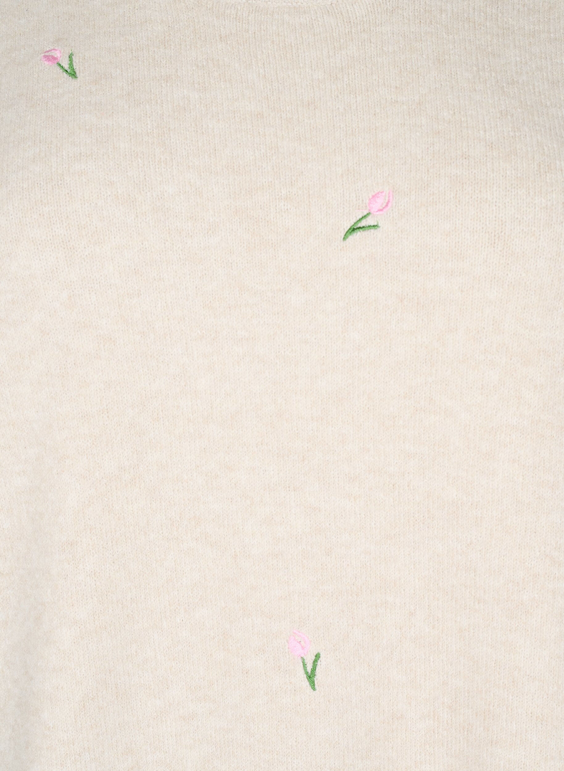 ZizziGebreide blouse met bloemen en 3/4 mouwen, Pumice Stone Mel., Packshot image number 2