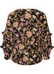 Blouse avec imprim&eacute; floral et volants, Noir, Packshot image number 1