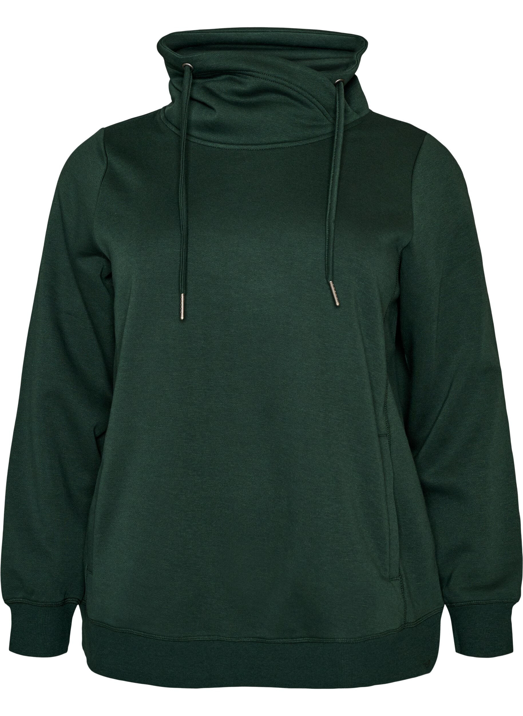 ZizziSweat &agrave; col montant et poches, Vert fonc&eacute;, Packshot image number 0