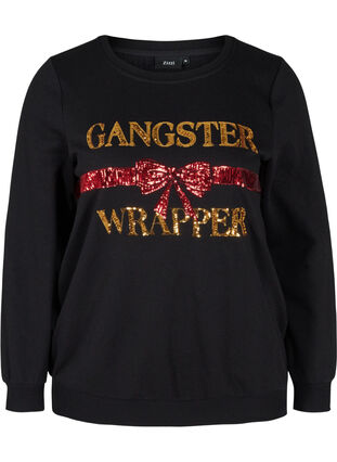 Kerst sweatshirt, Black Wrapper , Packshot image number 0