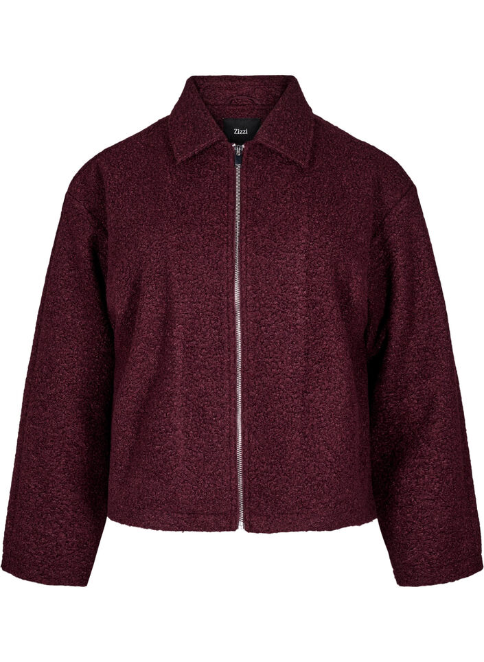Veste courte zippée, Bordeaux foncé, Packshot image number 0