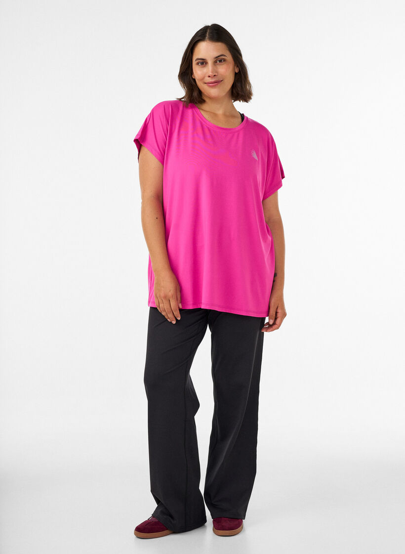 Effen gekleurd trainingsshirt, Roze, Model image number 1