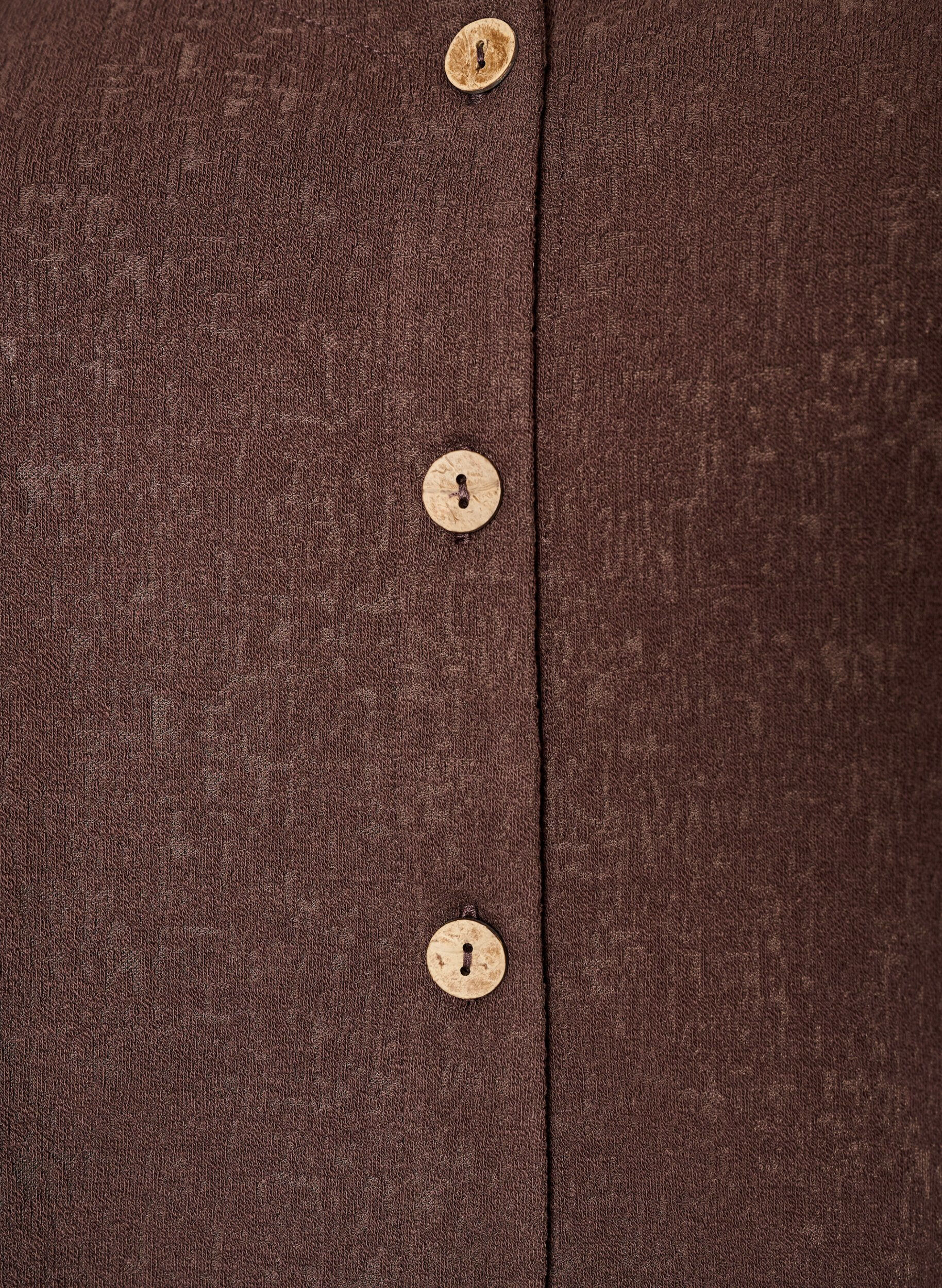 ZizziBlouse en coton textur&eacute; avec fermeture &agrave; boutons, Marron, Packshot image number 2