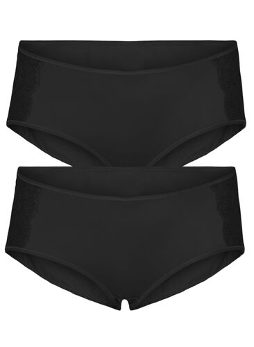 Pack de 2 culottes avec taille régulière, Black, Packshot image number 0