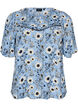 Bloemenblouse met korte mouwen, Blauw, Packshot image number 0