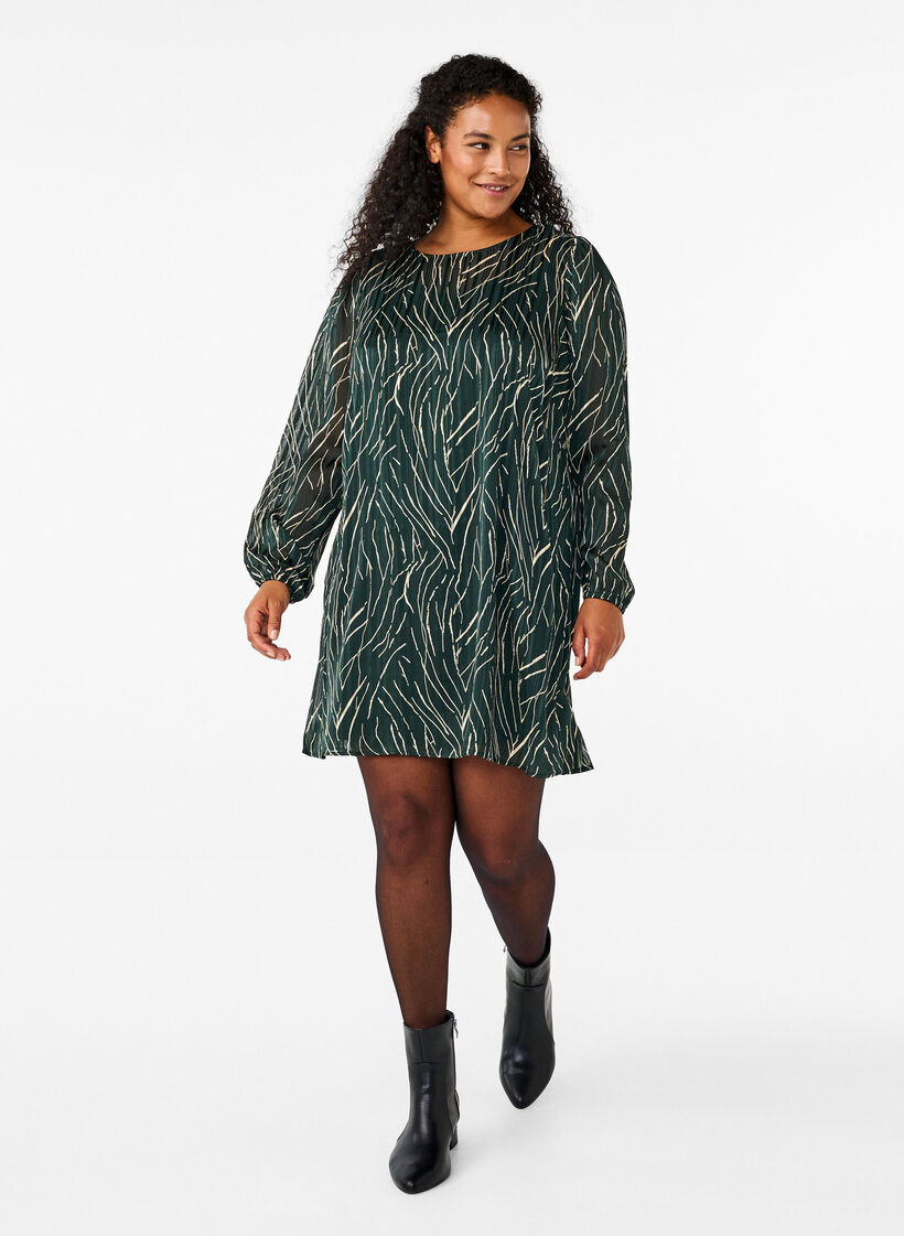 Korte jurk met print en een ronde hals, Scarab Safari AOP, Model image number 2