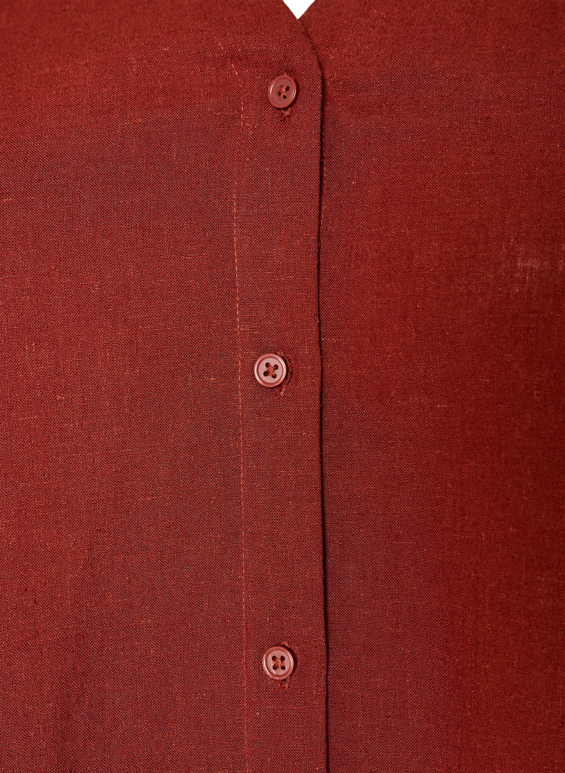 ZizziBlouse en lin et viscose avec col en V, Bordeaux, Packshot image number 2