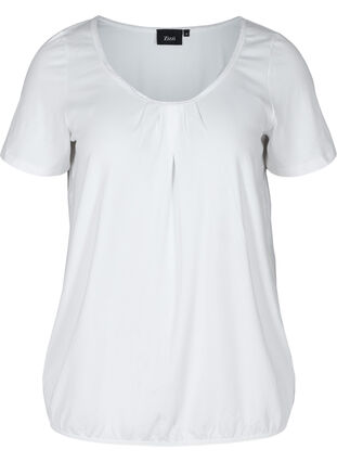 T-shirt à manches courtes avec col rond et bord en dentelle, Bright White, Packshot image number 0