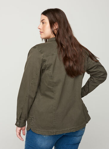 Korte jas in katoen, Army Green, Model image number 1
