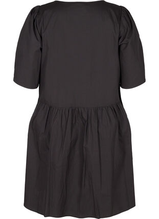 Robe chemise en coton à manches bouffantes, Black, Packshot image number 1