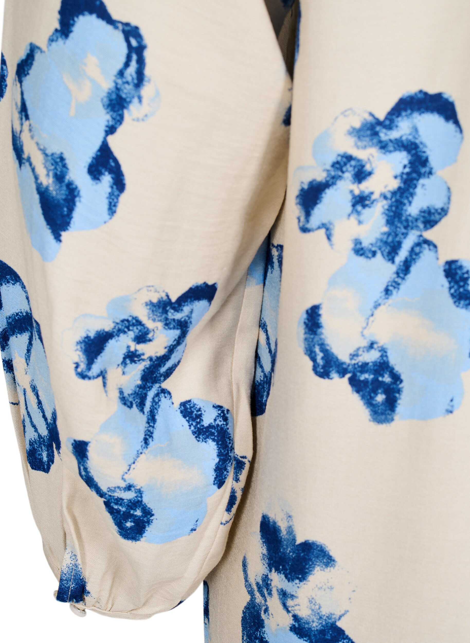 ZizziKnie-lange jurk met lange mouwen en een A-lijn snit, Vanille, Packshot image number 3