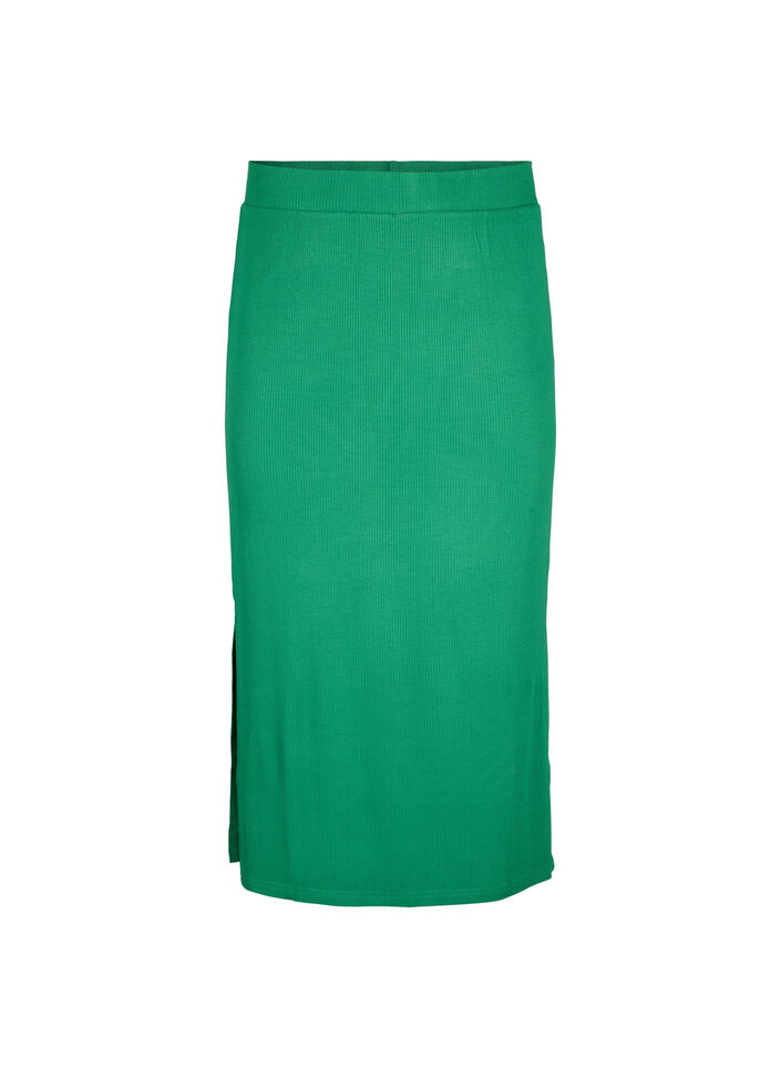 Viscose midirok met slanke pasvorm, Groen, Packshot image number 0