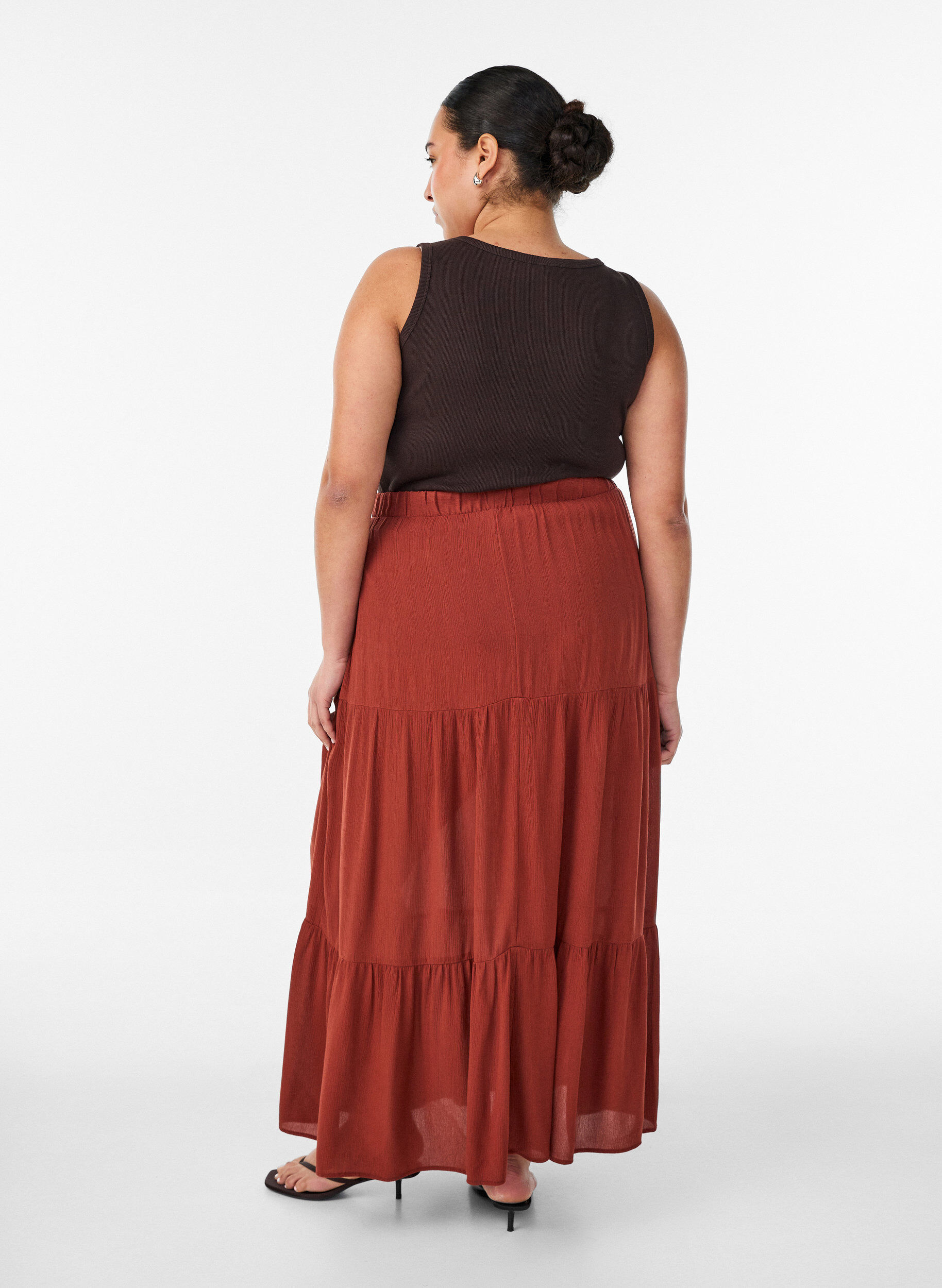 ZizziJupe longue &agrave; taille &eacute;lastiqu&eacute;e, Bordeaux, Model image number 1