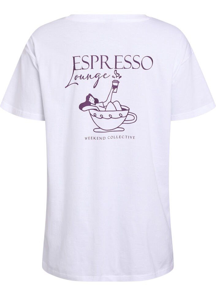 T-shirt de nuit long en coton bio avec imprimé, Blanc, Packshot image number 1