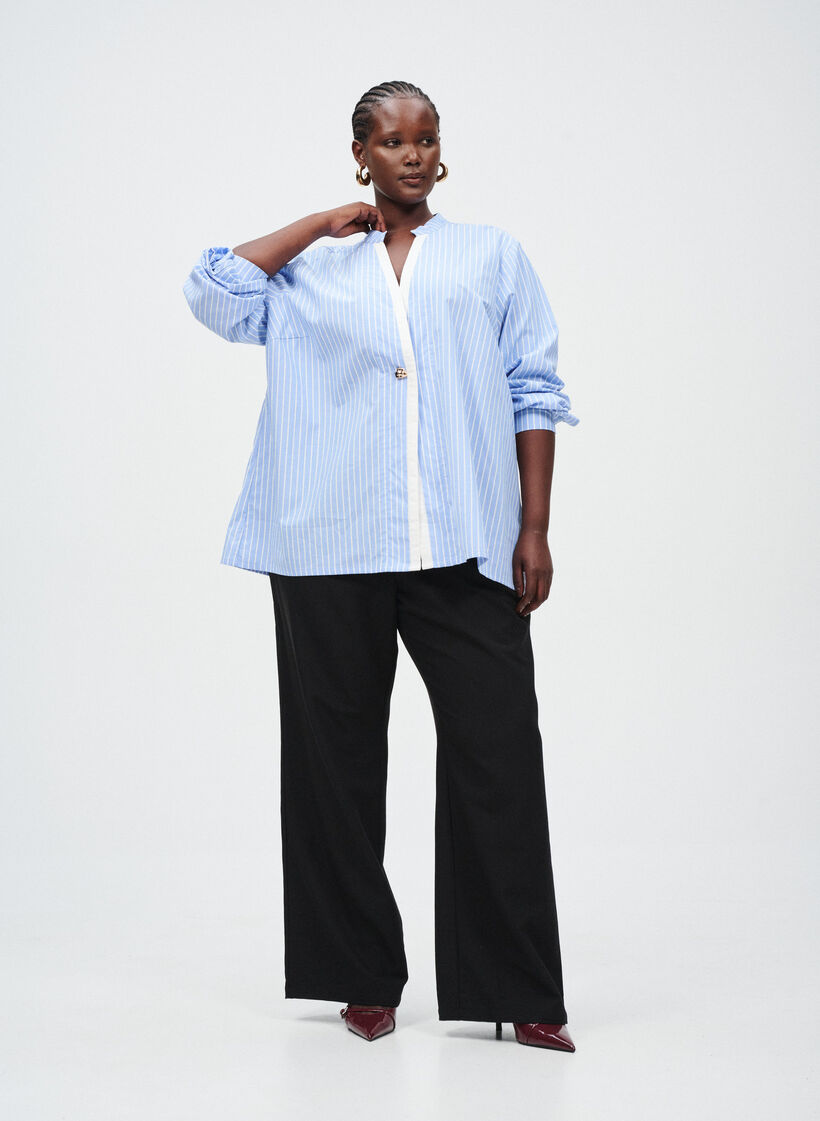 Pantalon &eacute;vas&eacute; avec taille &eacute;lastiqu&eacute;e, Noir, Image image number 0