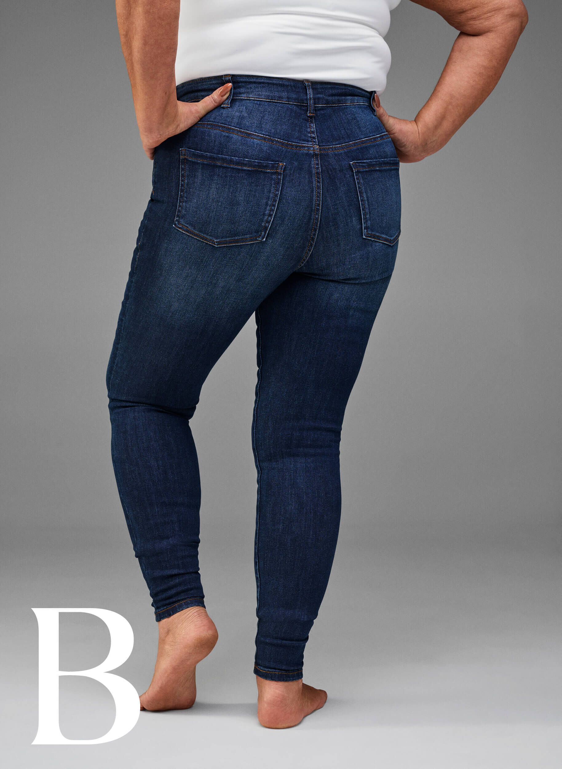 ZizziSuper smalle jeans met hoge taille, Dark Blue, Model image number 5
