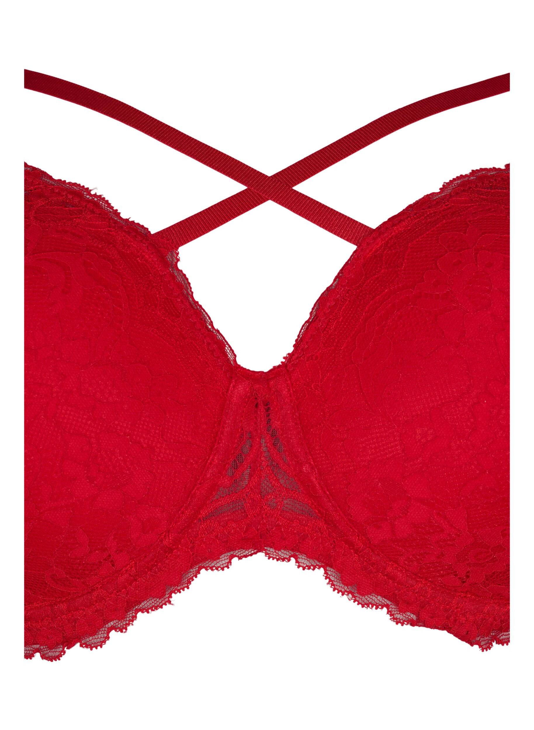 Zizzi Soutien-gorge en dentelle et string, Red Ass., Packshot image number 2