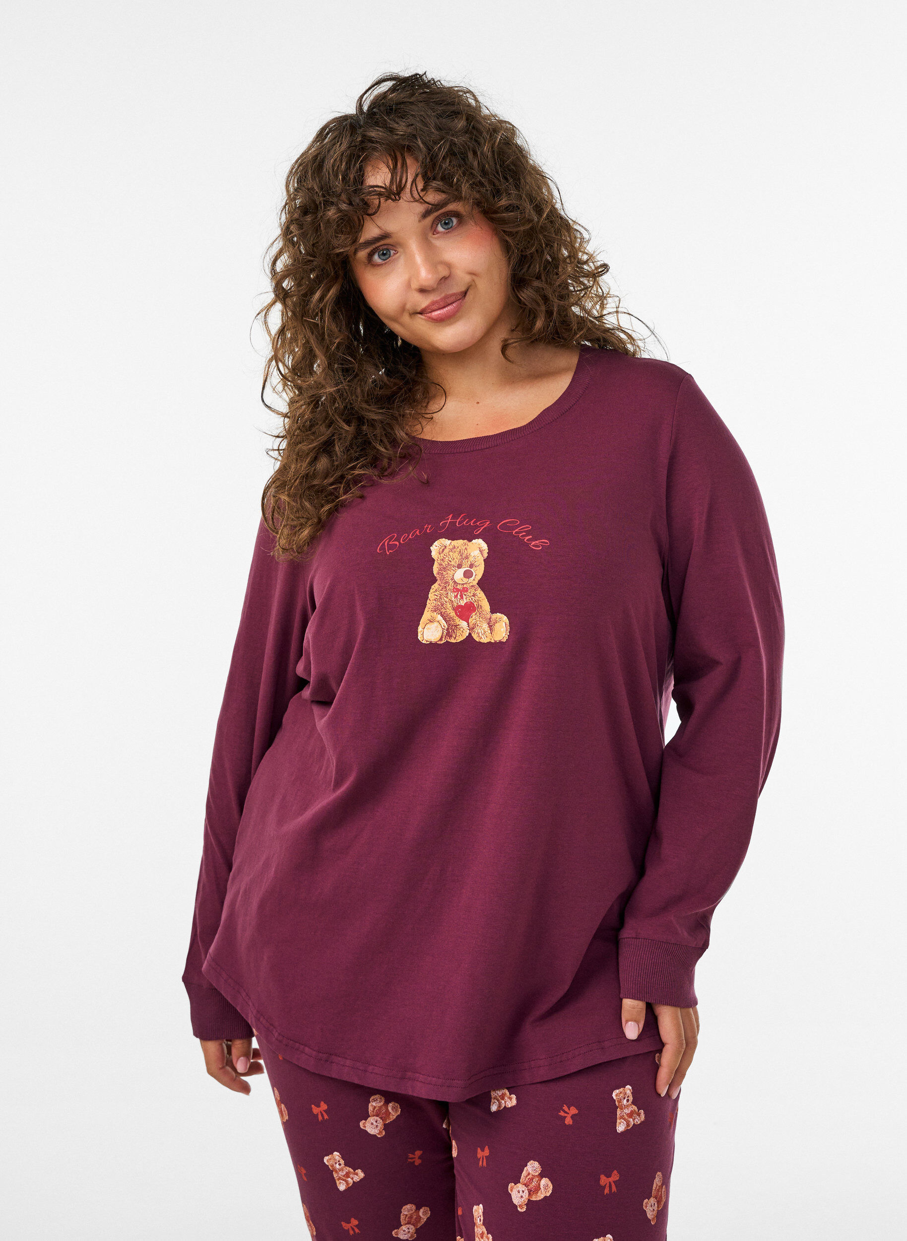 Nachtblouse met een print, Rood, Model