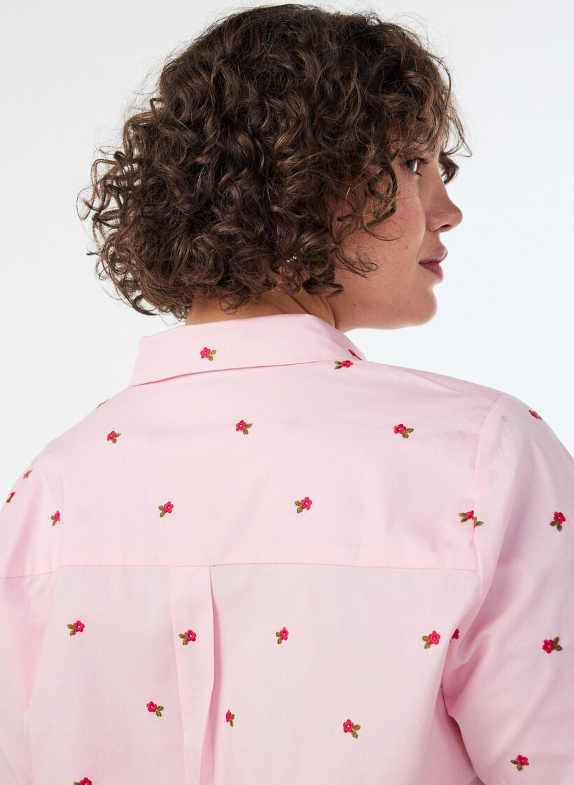 Shirt met geborduurde bloemen, Roze, Model image number 3
