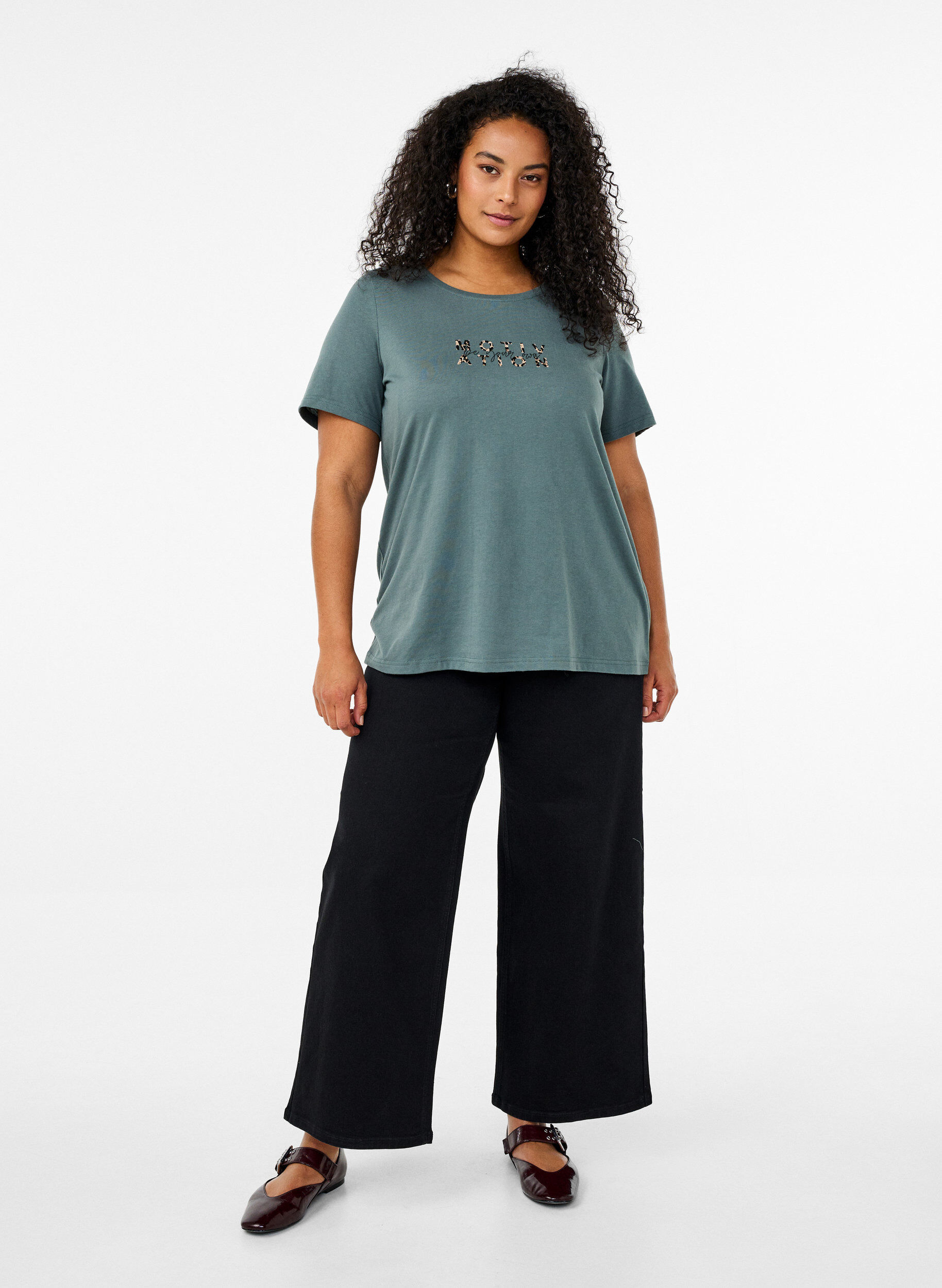 ZizziFLASH - T-shirt met motief, Groen, Model image number 1