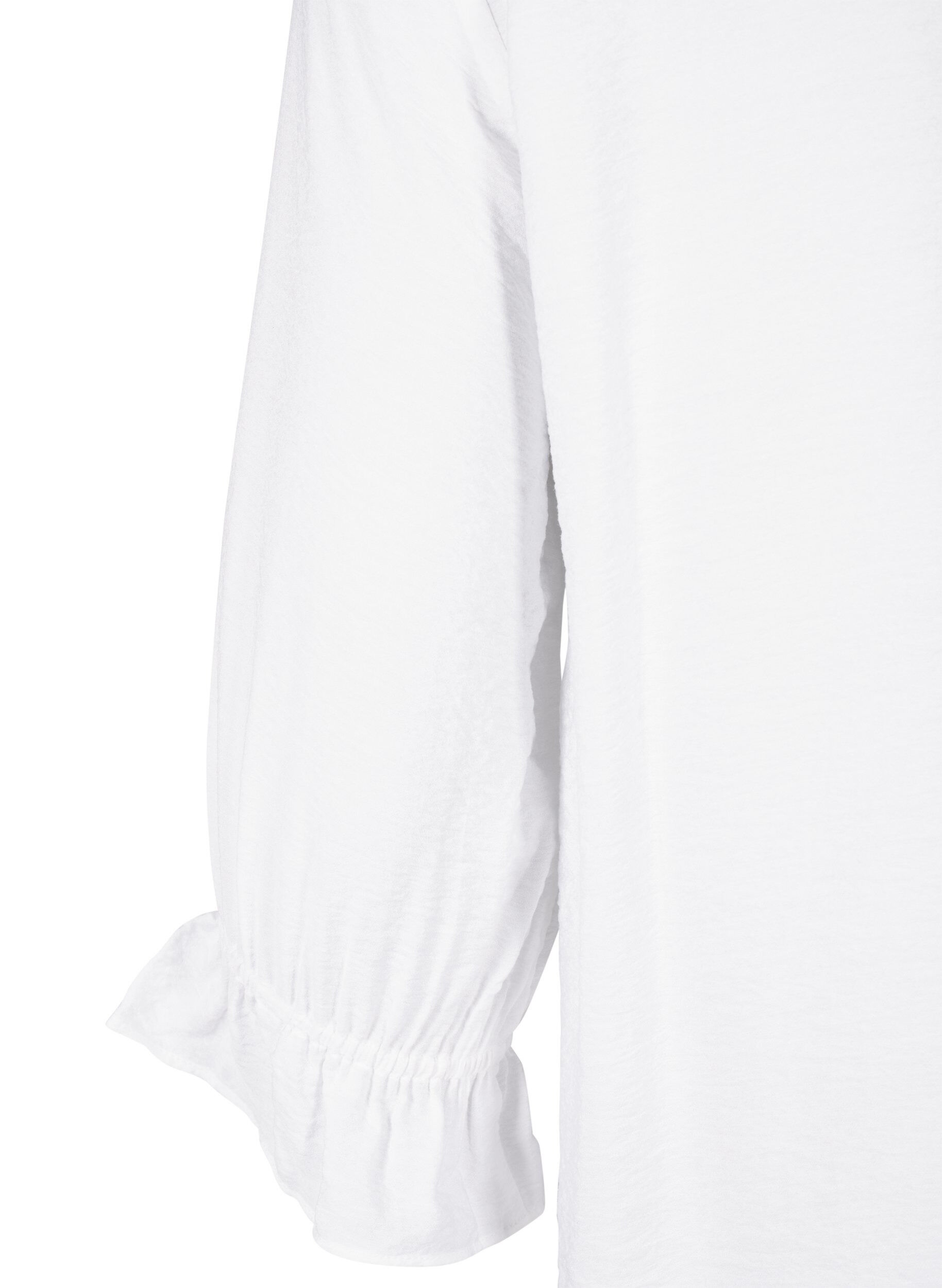 ZizziLang viscose shirt met kanten detail, Bright White, Packshot image number 3