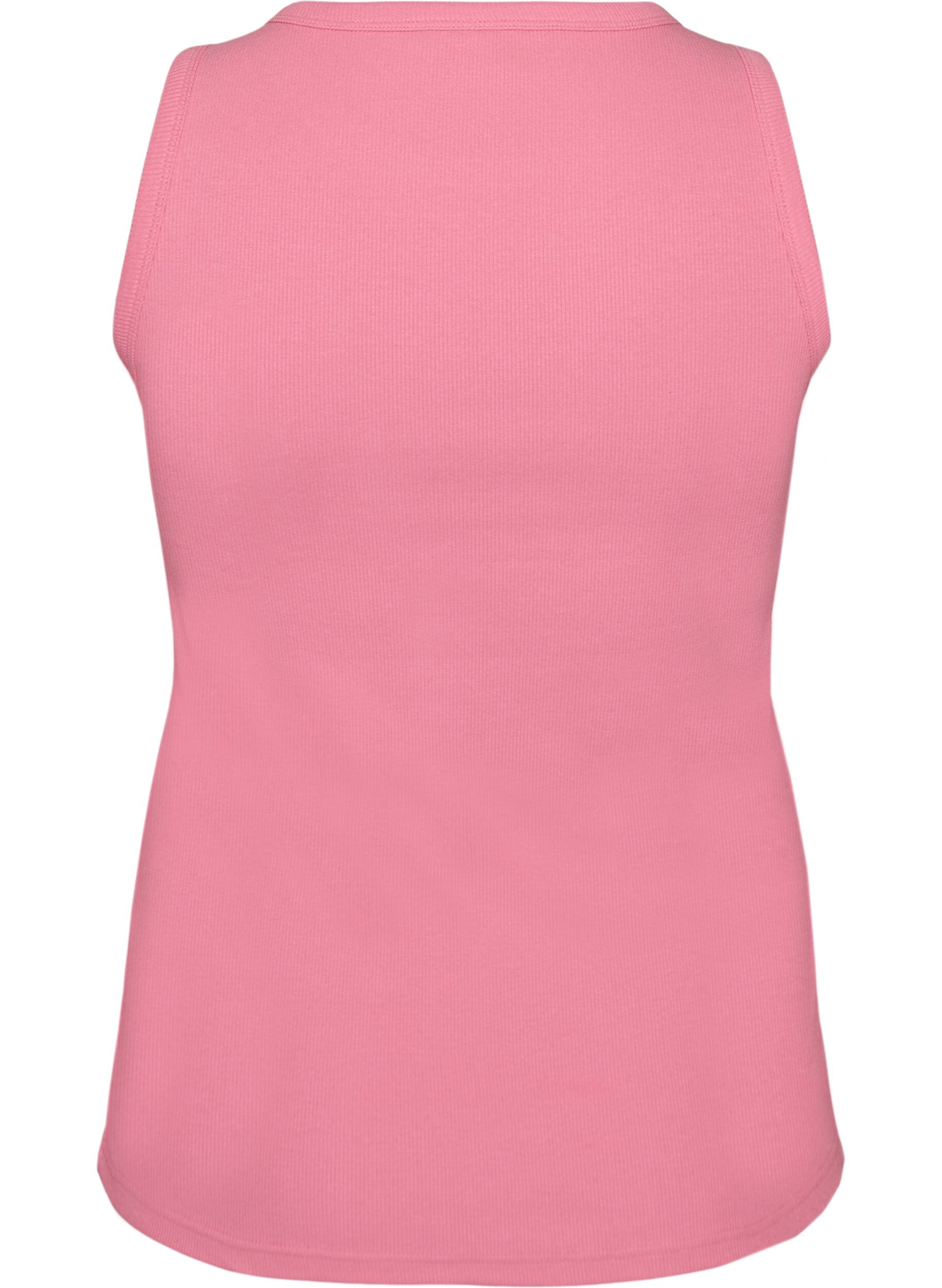 ZizziKatoenen ribtop met hoge hals, Roze, Packshot image number 1