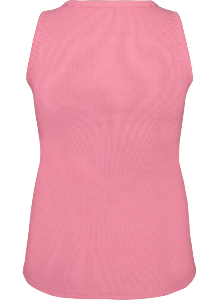 Katoenen ribtop met hoge hals, Roze, Packshot image number 1