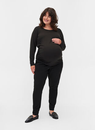 Blouse de grossesse basique à manches longues, Black, Model image number 2