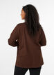 T-shirt &agrave; manches longues avec col V et boutons, Marron, Model image number 2