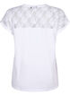 Katoenen T-shirt met korte mouwen en kant, Bright White, Packshot image number 1