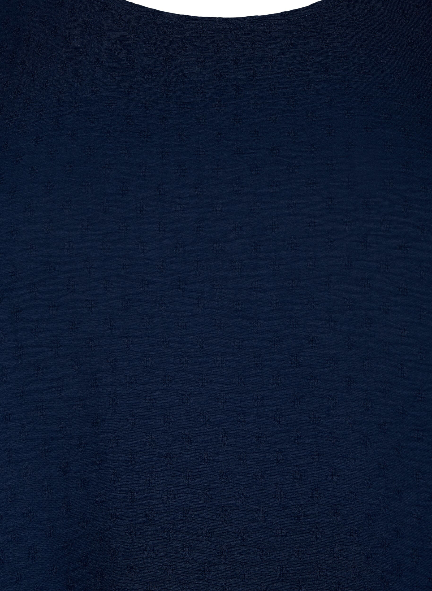 ZizziBlouse met lange mouwen en textuur, Navy Blazer, Packshot image number 2