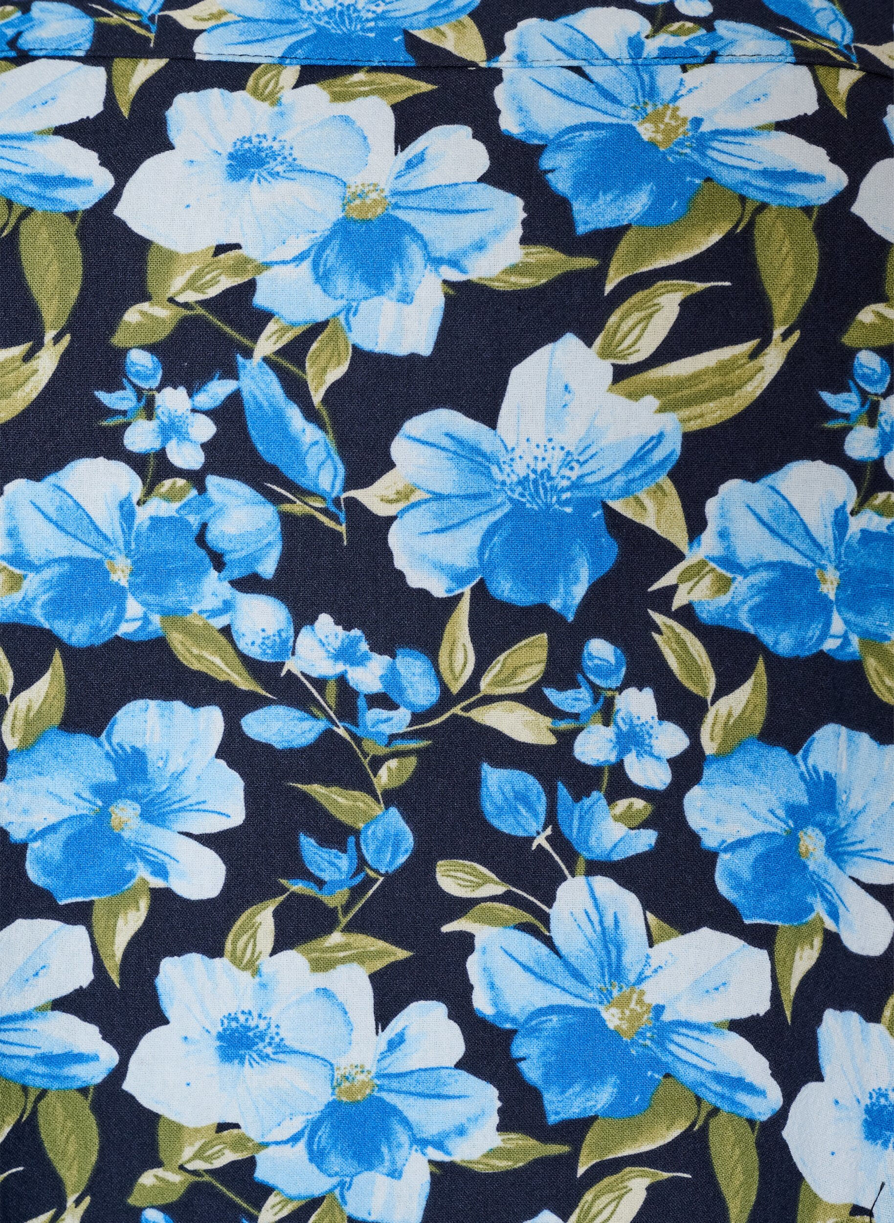 ZizziKatoenen jurk met korte mouwen en print, Blauw, Packshot image number 2