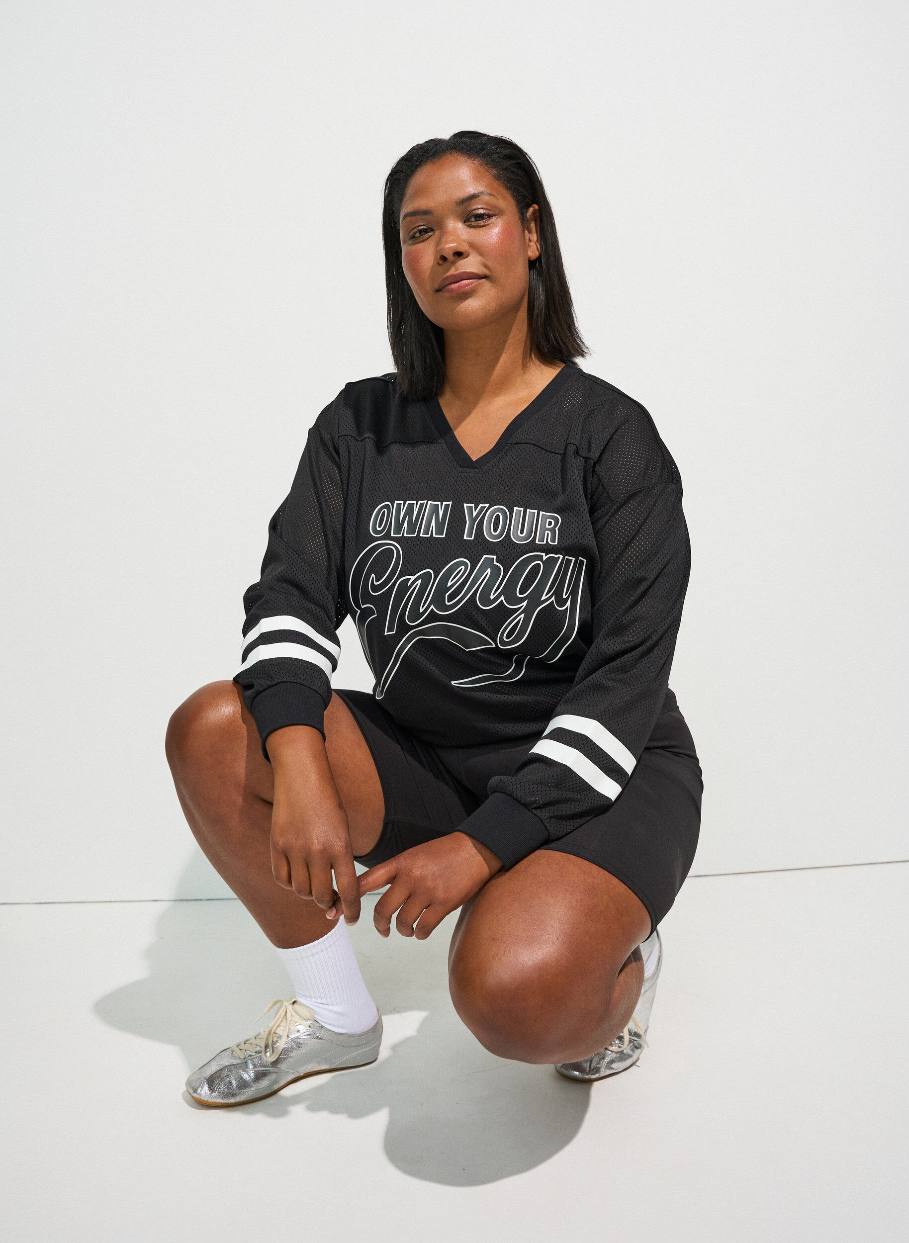 ZizziSporty mesh-top met tekstprint, Zwart, Image image number 0