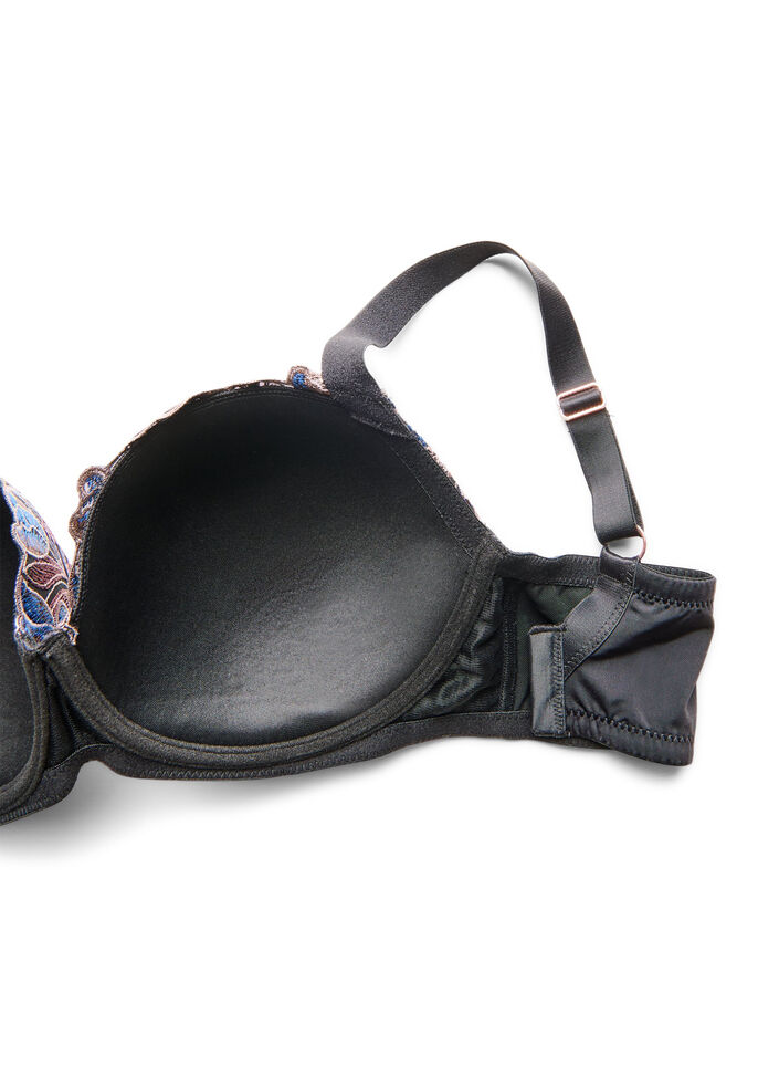 Soutien-gorge moul&eacute; avec broderie florale, Noir, Packshot image number 3