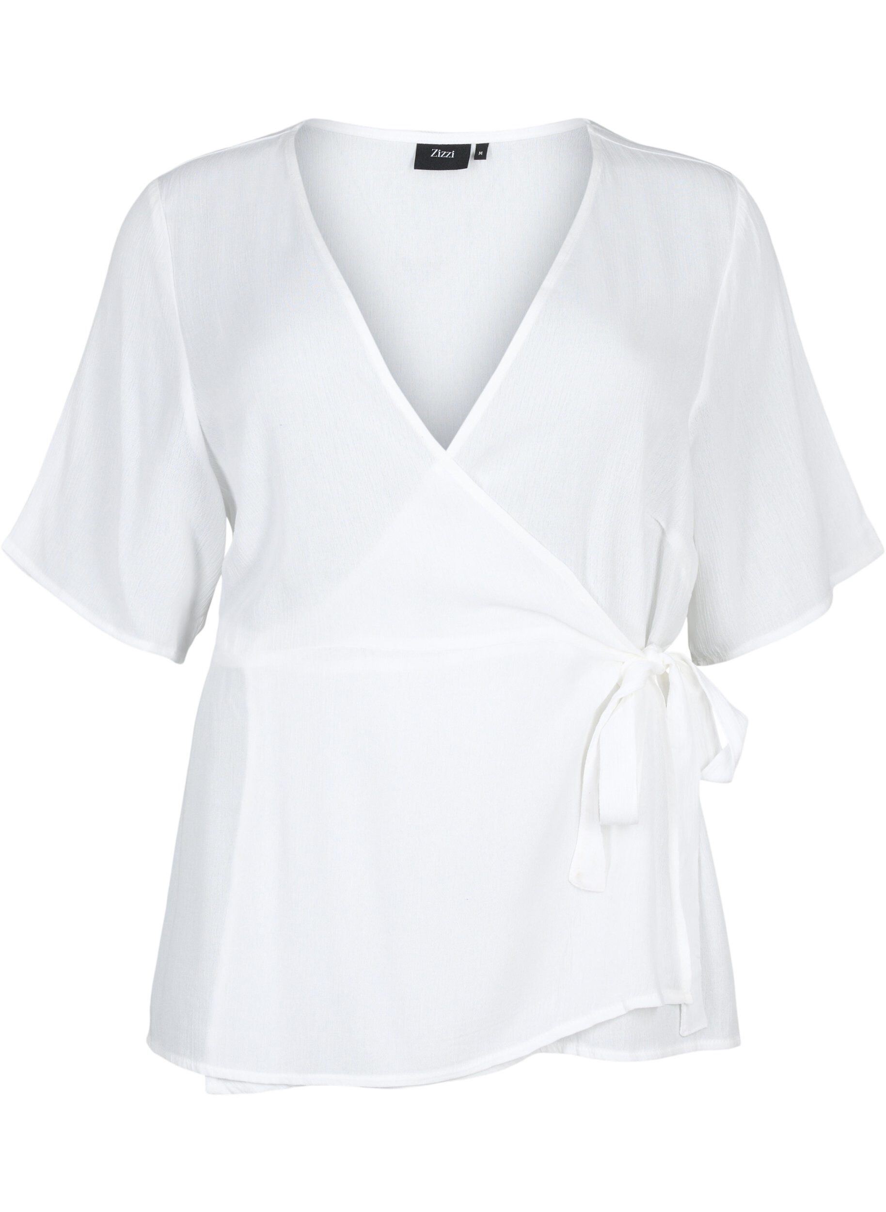 ZizziViscose blouse met wikkel, Bright White, Packshot image number 0