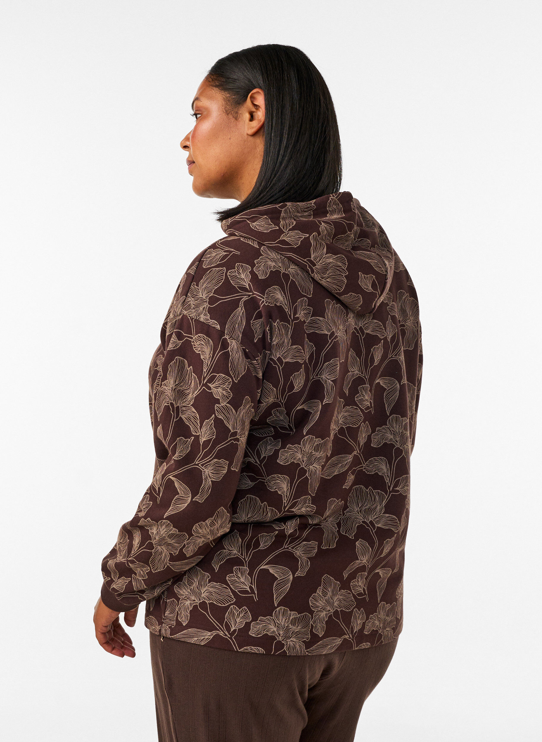ZizziSweat &agrave; capuche avec imprim&eacute; int&eacute;gral, Marron, Model image number 2
