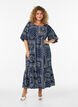 Robe longue en viscose avec un imprim&eacute; cachemire et des manches courtes, Bleu, Model image number 0