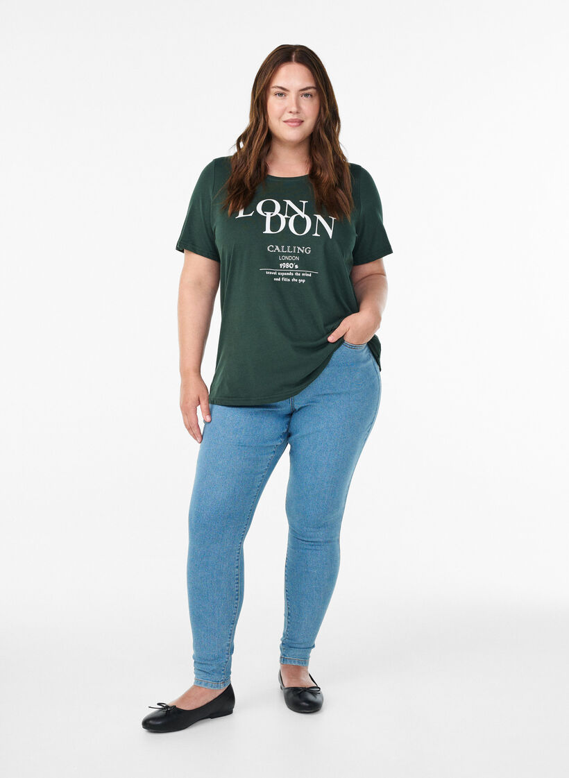 T-shirt met print, Groen, Model image number 1