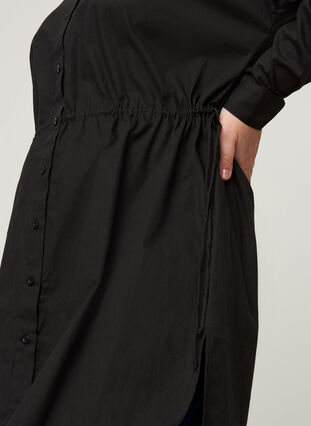 Tunique en coton avec fermeture boutonnée, Black, Model image number 2