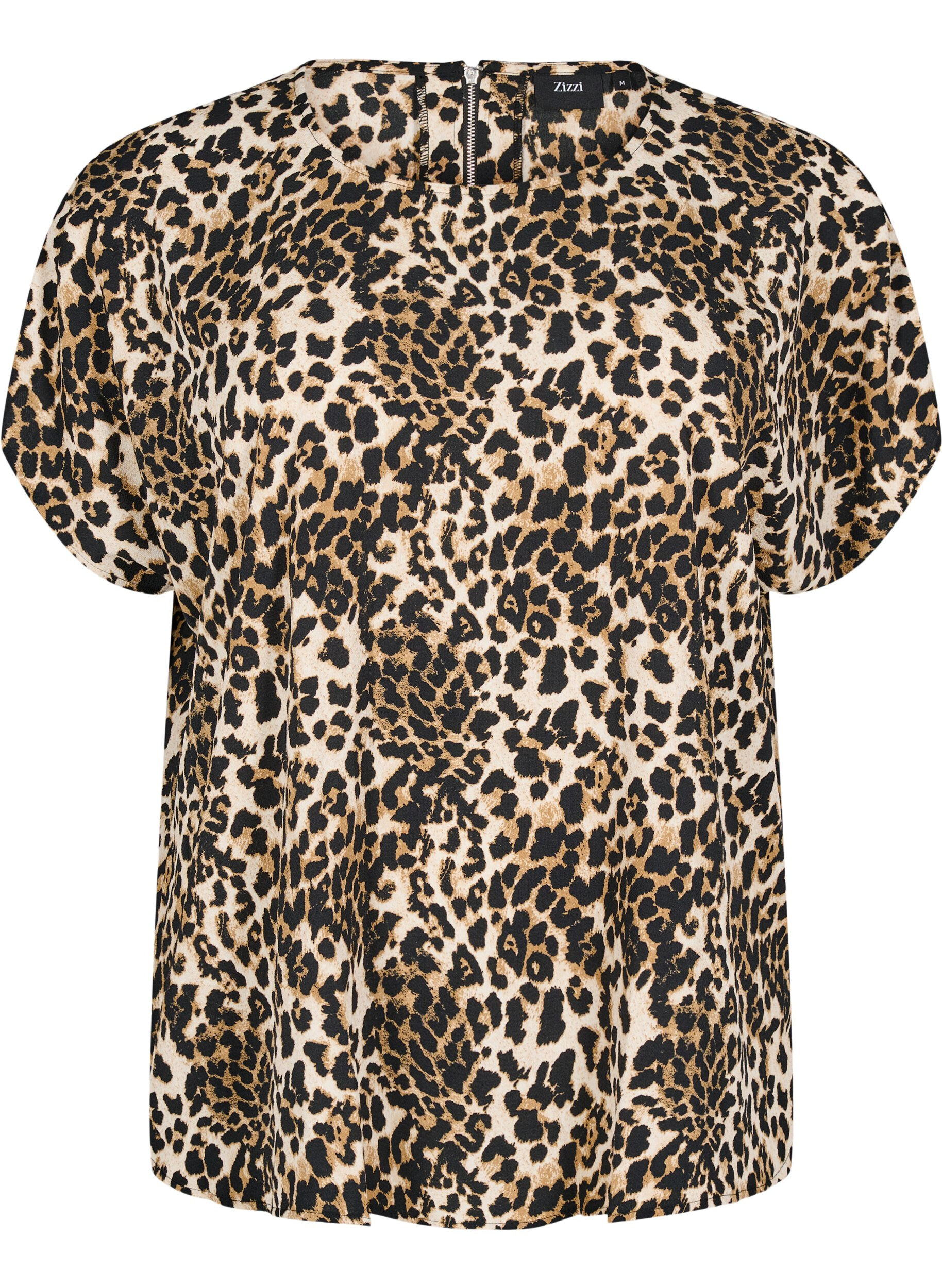 ZizziBlouse met korte mouwen en print, Leopard AOP, Packshot image number 0
