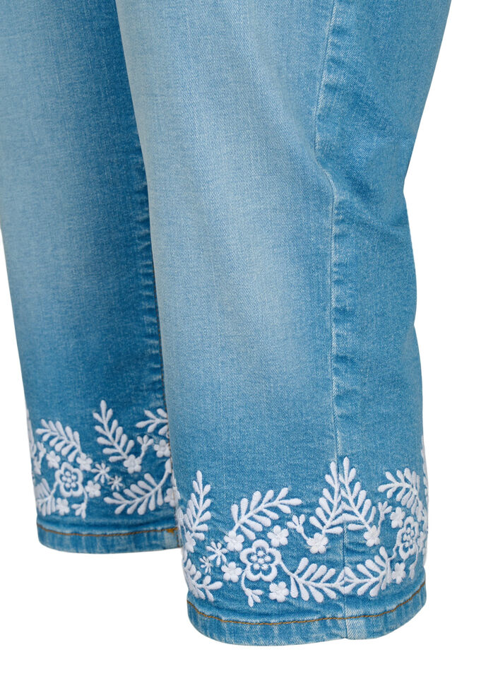  Amy knickers met hoge taille en borduursel, Light blue denim, Packshot image number 3