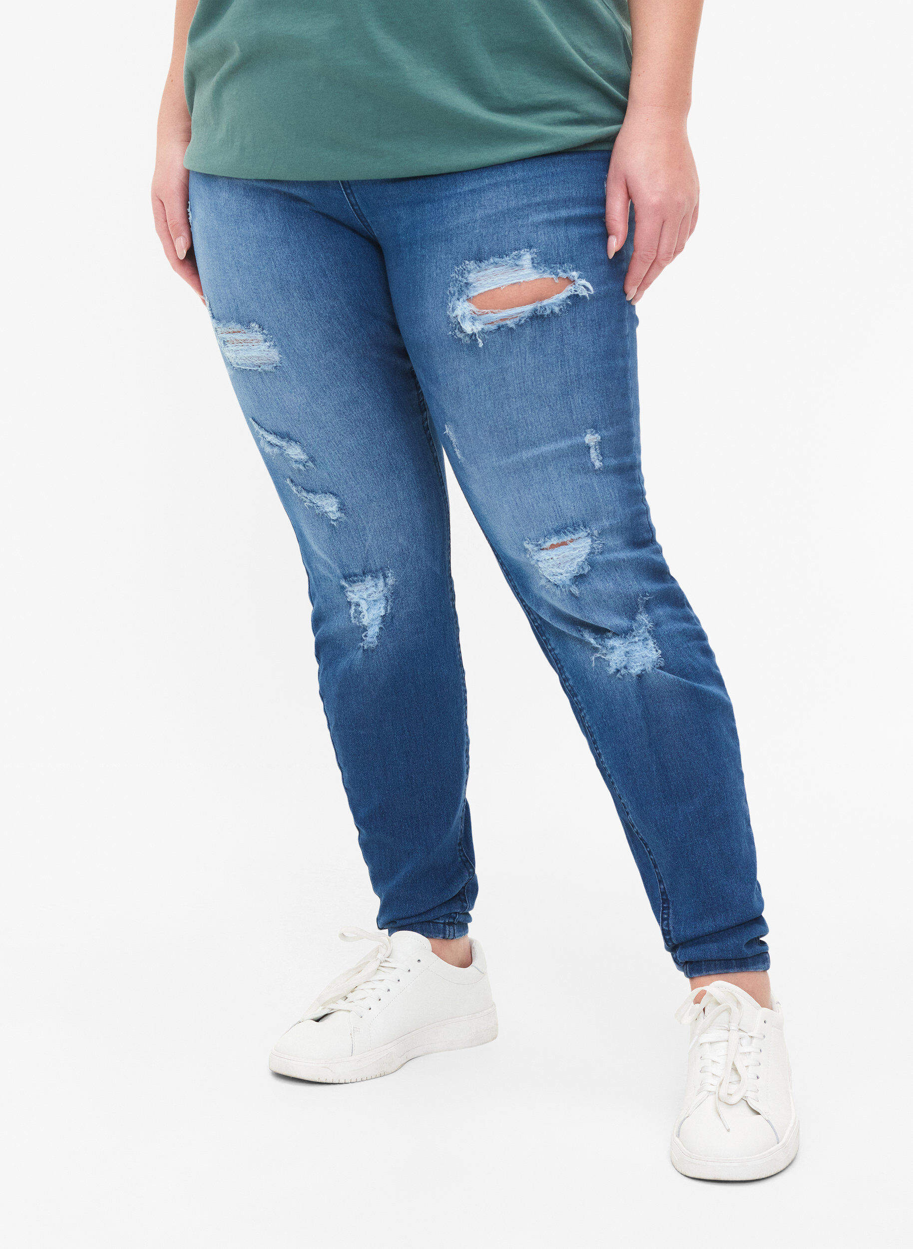 Zizzi Jeggings avec d&eacute;chirures, Dark blue, Model image number 3