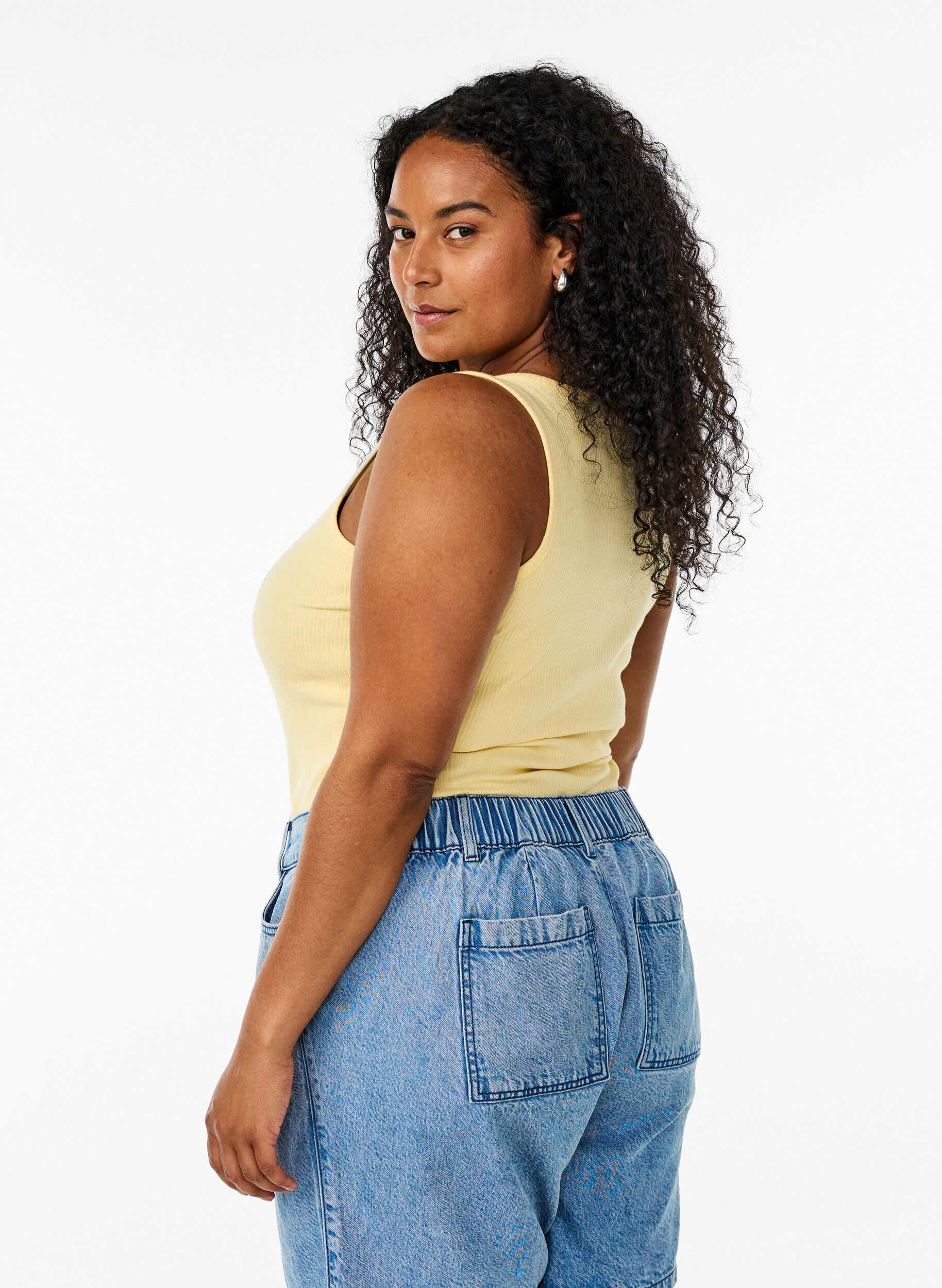 ZizziTanktop met strass steentjes en slanke pasvorm, Geel, Model image number 2